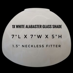 VTG One White Alabaster Glass Dome Shaped Light Shade 1.5" Neckless Fitter